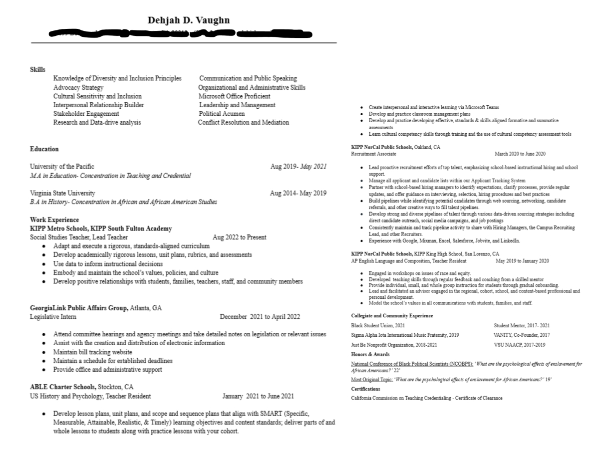 Resume Edit and Update, Dehjah, Before